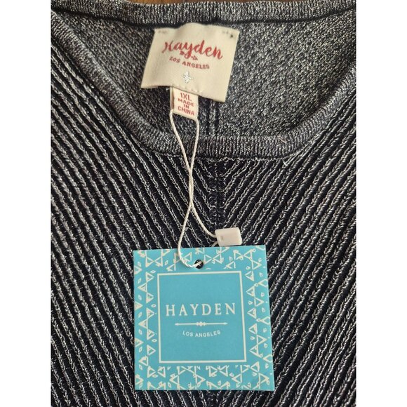 Hayden Los Angeles Black & Grey Sleeveless Chevron Knit Top XL - Picture 3 of 4